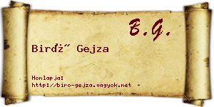 Biró Gejza névjegykártya
