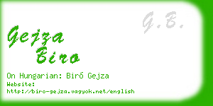 gejza biro business card